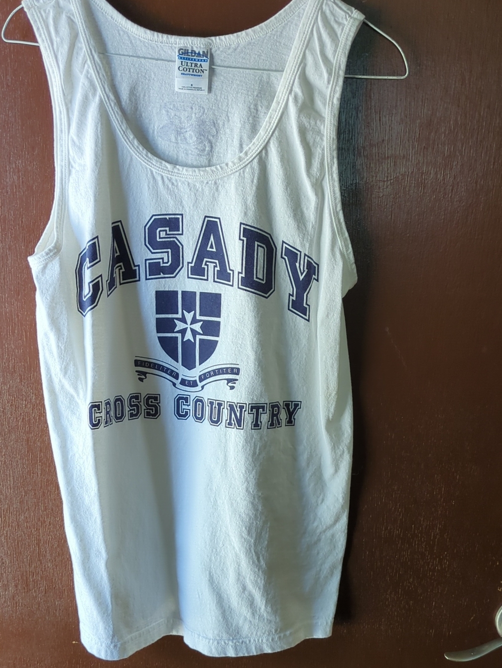 Augusta Sportswear White Tank Top with Navy Text Size S